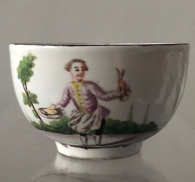 Bol à thé en porcelaine Weesp avec serveur 1765-1770 très rare 