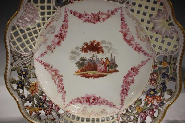 Meissen Porcelain Brühlsche Allerlei Watteau Scene Plate 19th C, No2