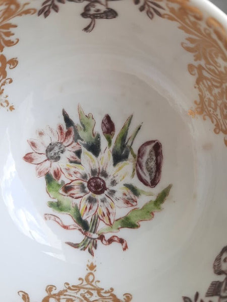 Meissen Scenic Hausmaler Tea Bowl & Saucer ca. 1750.