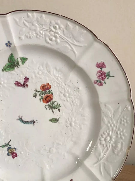 Chelsea Porcelain, Floral Gotskowsky Moulded Plate, 1752-1755