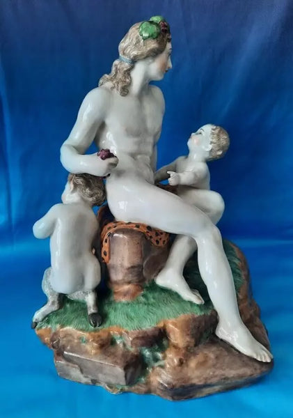 Frankenthal Porcelain Nymph with Putti & Faun 1779, CT Mark