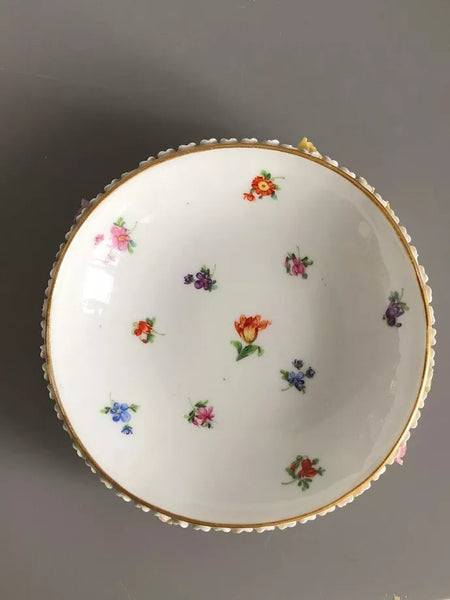 Meissen Porcelain, Schneeballen Cup & Saucer 19th C