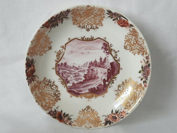 Meissen Scenic Hausmaler Tea Bowl & Saucer ca. 1750.