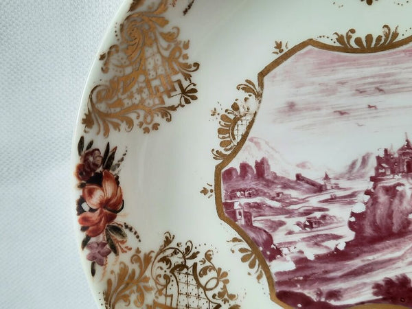 Meissen Scenic Hausmaler Tea Bowl & Saucer ca. 1750.