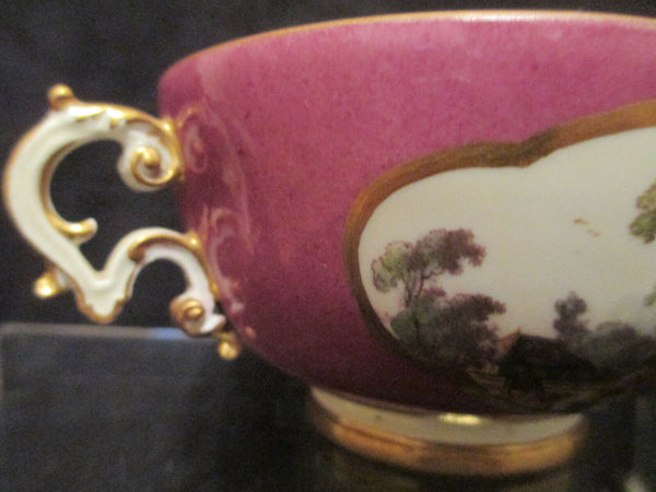 Meissen Porcelain Puce Ground Scenic Ecuelle 1740