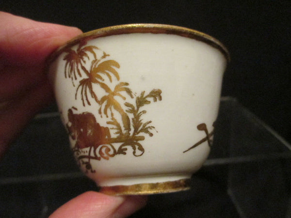 Meissen Porcelain Hausmaler Chinoiserie Tea Bowl, RARE Caduceus Mark, 1723 -1725