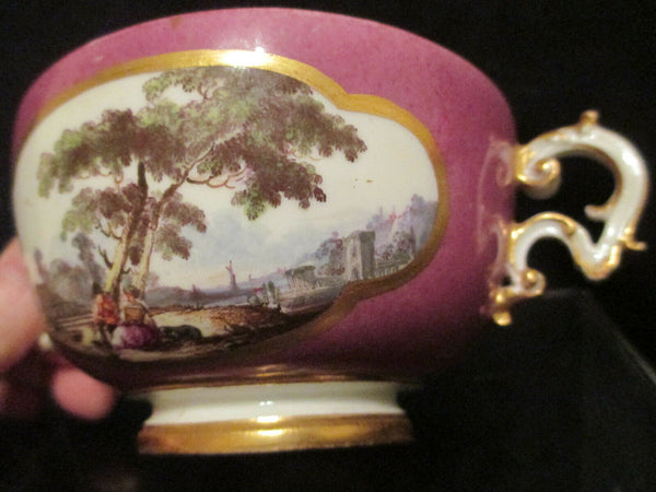 Meissen Porcelain Puce Ground Scenic Ecuelle 1740