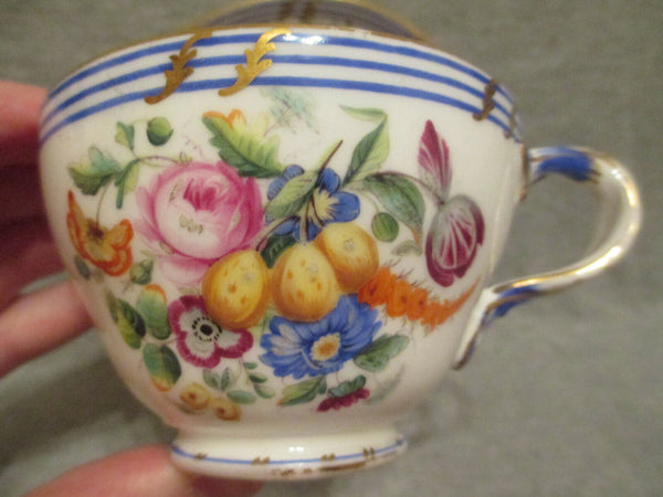 Sevres Porcelain Floral Cup & Saucer 18thC