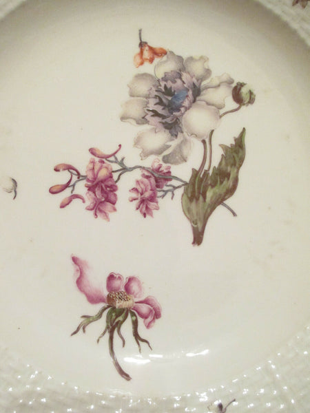 Meissen Porcelain Soup Plate with Woodcut Flowers 1740  (2)