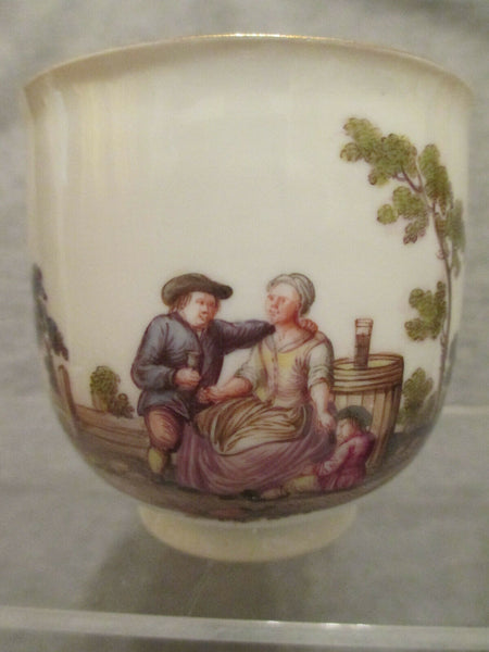 Meissen Porcelaine Tenniers Scene Cup &amp; Soucoupe 1ère Classe 1740 (No5)