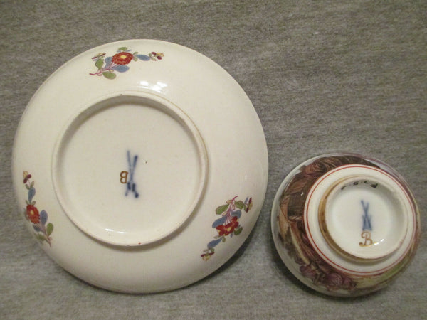 Meissen Porcelain Continuous Scenic Tea Bowl & Saucer 1735