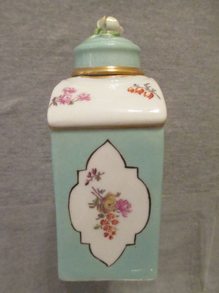 Meissen Porcelain Floral Turquoise Ground Tea Caddy 1740