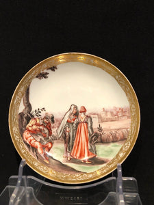 Meissen Untertasse mit Jägern 1735, FJ Ferner 