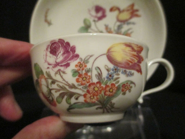 A Nymphenburg Floral Cup & Saucer Circa 1760-70 (2)