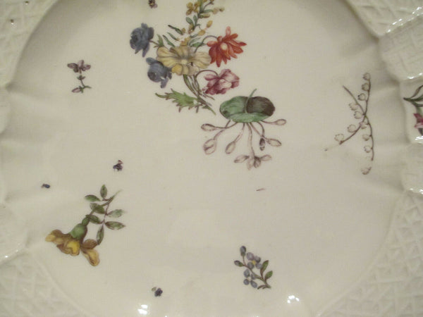 Assiette à dîner florale en porcelaine de Meissen, gravure sur bois, années 1740 (2) 