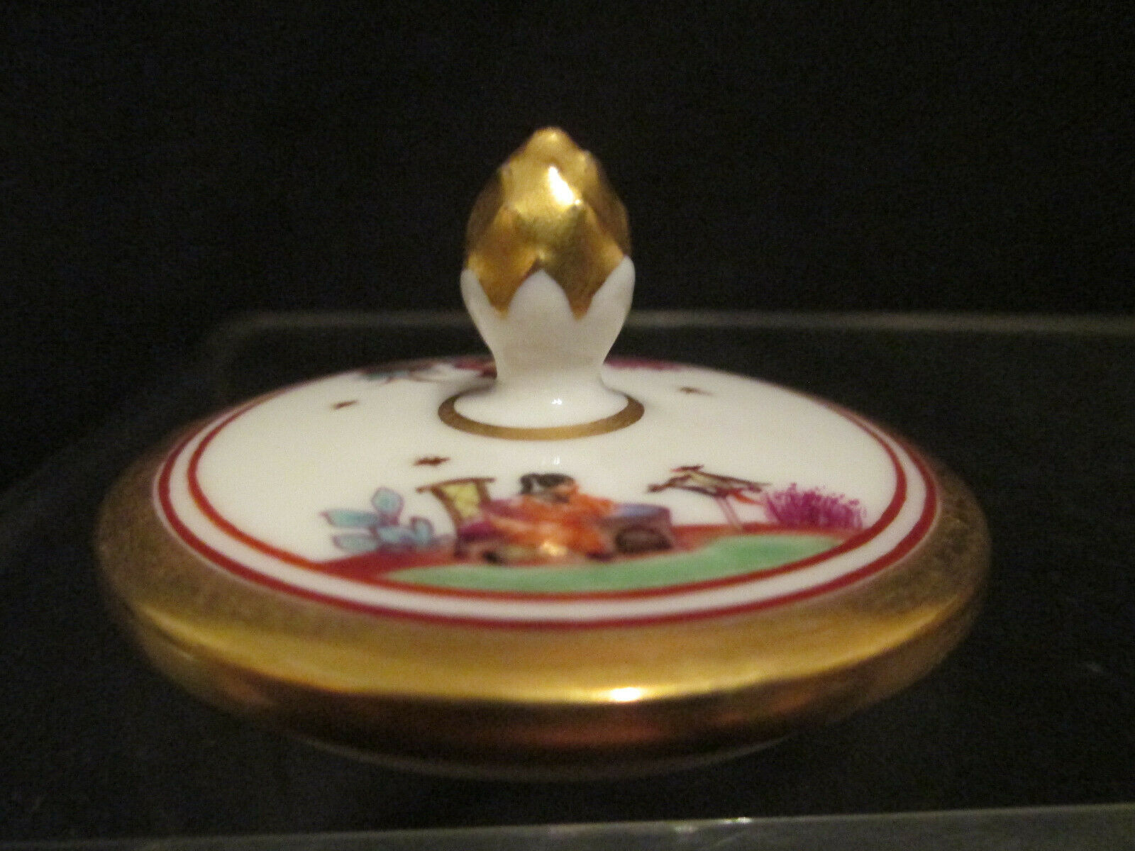 Meissener Porzellan-Chinoiserie-Topfdeckel, frühes 18. Jahrhundert 