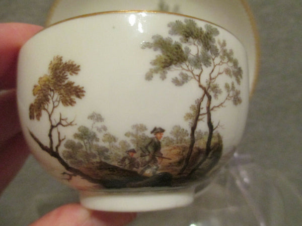 Tasse Et Soucoupe Scène De Chasse En Porcelaine De Meissen 18ème (2 sur 2) 