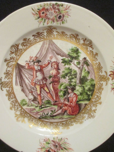 Meissen Hausmaler Plate with Theatrical Scene 1735