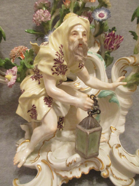 Candélabre Grande Saison "Hiver" En Porcelaine De Meissen 18ème 