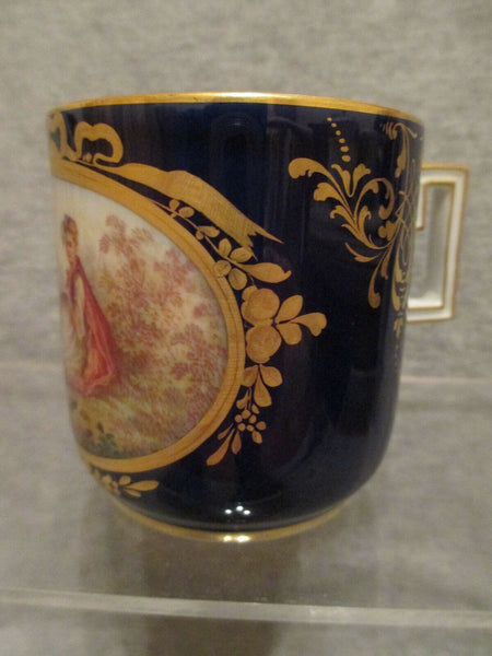 Meissen Porcelain Cobalt Scenic Coffee Can