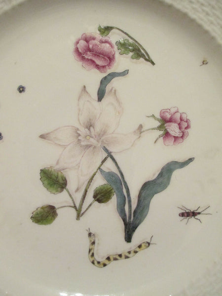 Assiette plate en porcelaine de Meissen avec insectes et fleurs Klinger 1740 (1) 