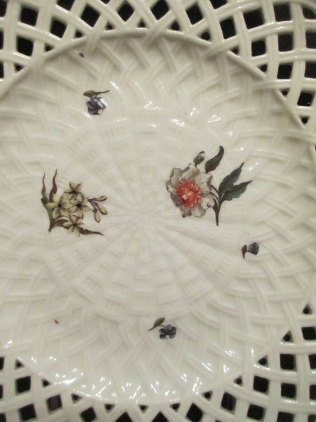 Assiette Percée Florale En Porcelaine De Meissen Gravure Sur Bois 1740 