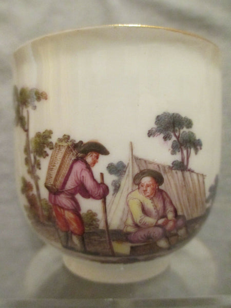 Meissener Tenniers-Szene-Tasse und Untertasse aus Porzellan, 1. Klasse, 1740er Jahre (Nr. 2)