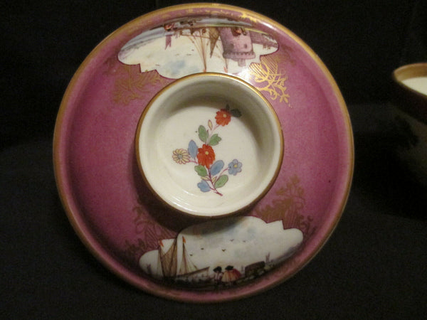 Meissen Porcelain Puce Ground Scenic Ecuelle 1740