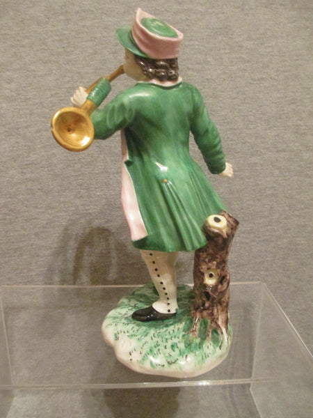 Chasseur en porcelaine de Nymphenburg avec corne.. vers 1930... Figure rare ! (2) 
