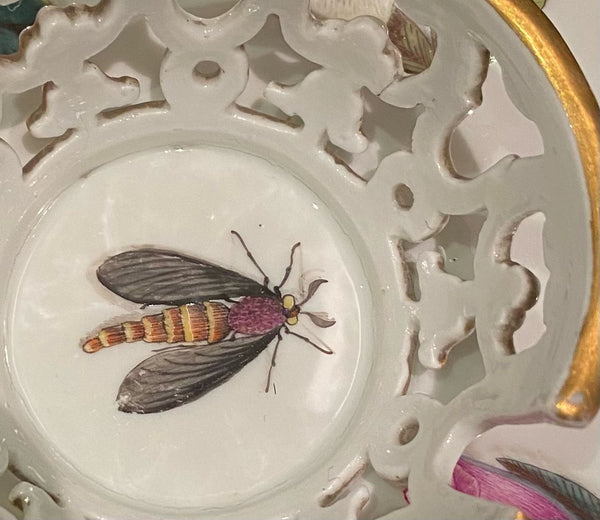 Meissen Trembleuse Saucer with Klinger Bugs and Woodcut Flowers 1735 - 1740