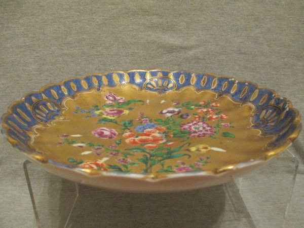 Assiette Florale et Dorée en Porcelaine de Chelsea, Ancre Dorée 18ème C Très Rare (1)
