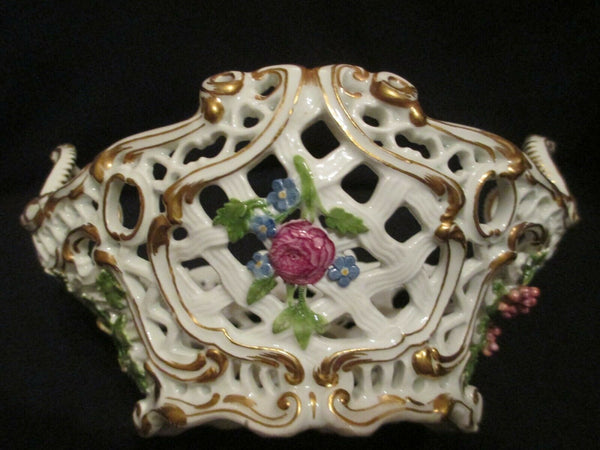 Meissen Fruit Moulded Basket, Dot Period 1763 - 1774 Drehers Marks (No 4)