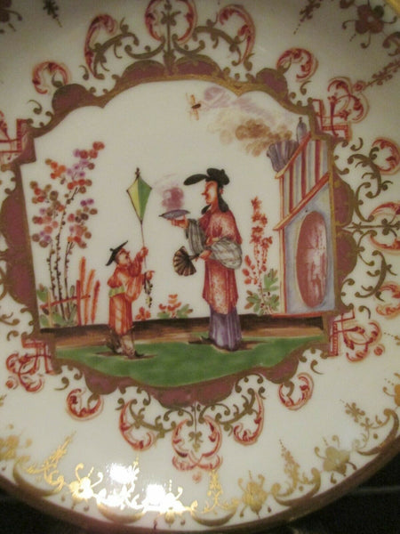 Meissener Chinoiserie-Teeschale und Untertasse aus Porzellan, 1725