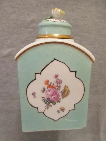 Boîte à Thé Moulue Turquoise Florale En Porcelaine De Meissen 1740