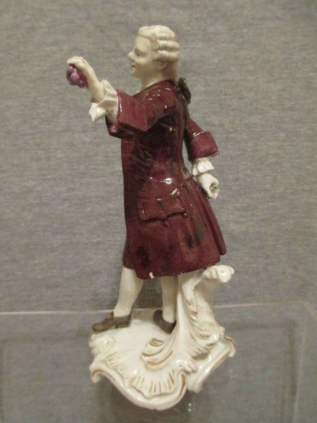 Frankenthal-Porzellan, Figur eines Gentlemans, der Weintrauben hält, Rampant Lion Mark, 1759