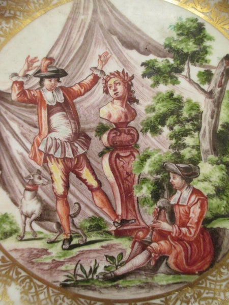 Meissen Hausmaler Plate with Theatrical Scene 1735