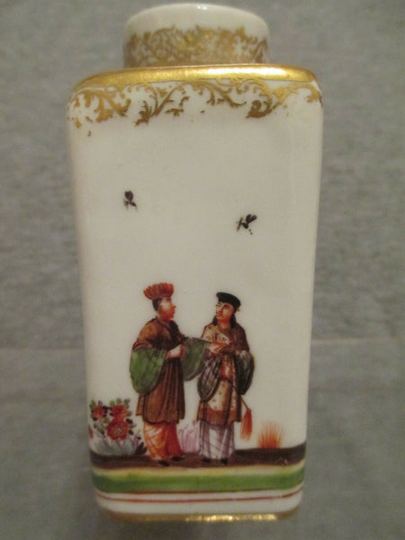 Boîte à Thé En Porcelaine De Meissen, Chinoiserie et Amazonie, 18ème Très Rare 