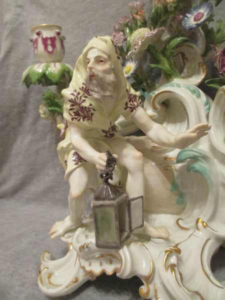 Candélabre Grande Saison "Hiver" En Porcelaine De Meissen 18ème 