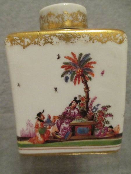 Boîte à Thé En Porcelaine De Meissen, Chinoiserie et Amazonie, 18ème Très Rare 