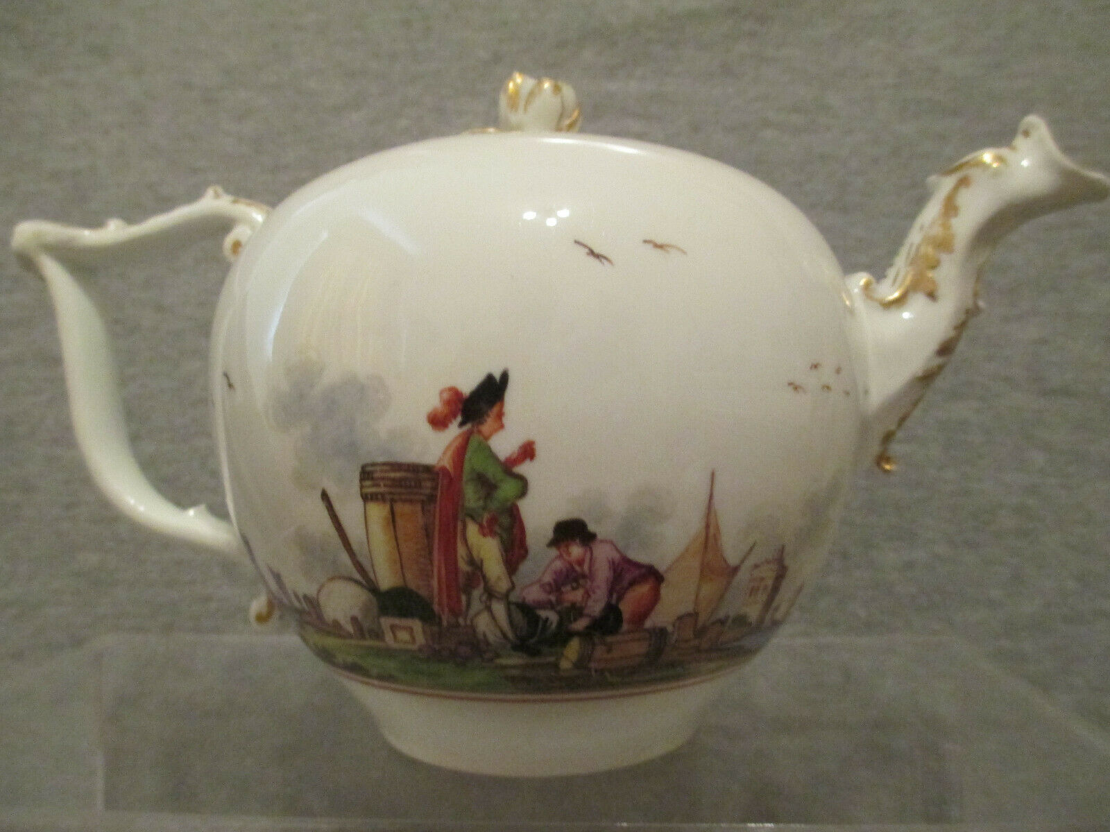 Théière Scène Kauffahrtei Continue En Porcelaine De Meissen 1735