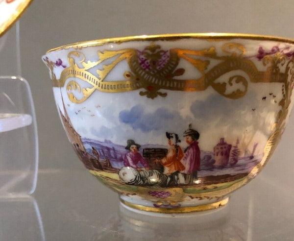 Meissen Kauffahrtei Szene Teeschale &amp; Untertasse 1730 