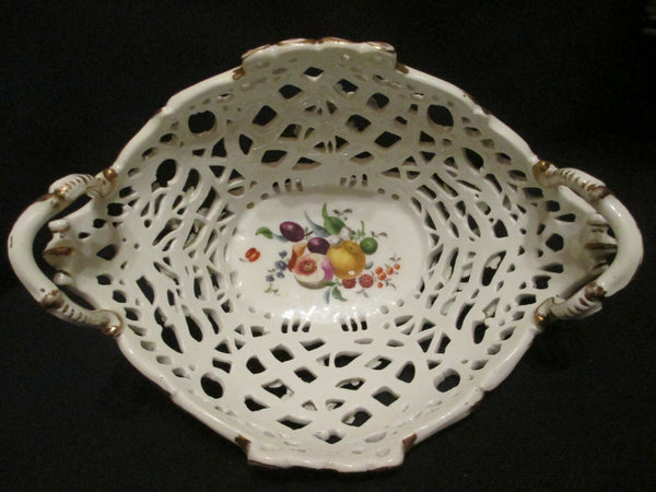 Meissen Fruit Moulded Basket, Dot Period 1763 - 1774 Drehers Marks (No 4)