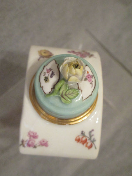 Meissen Porcelain Floral Turquoise Ground Tea Caddy 1740