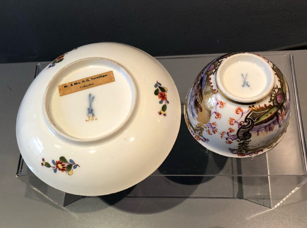 Meissen Kauffahrtei Scene Tea Bowl & Saucer 1730