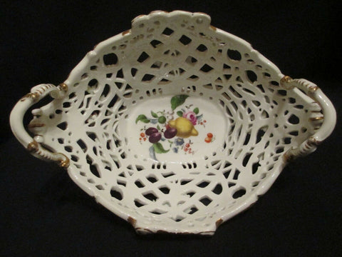 Meissen Fruit Moulded Basket, Dot Period 1763 - 1774 Drehers Marks (No 1)