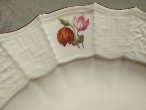 Meissen Porcelain Woodcut Floral Dinner Plate 1740's (1)