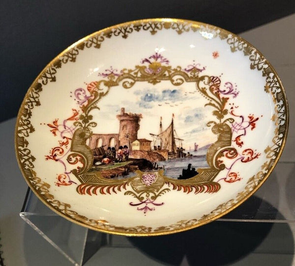 Meissen Kauffahrtei Scene Tea Bowl & Saucer 1730