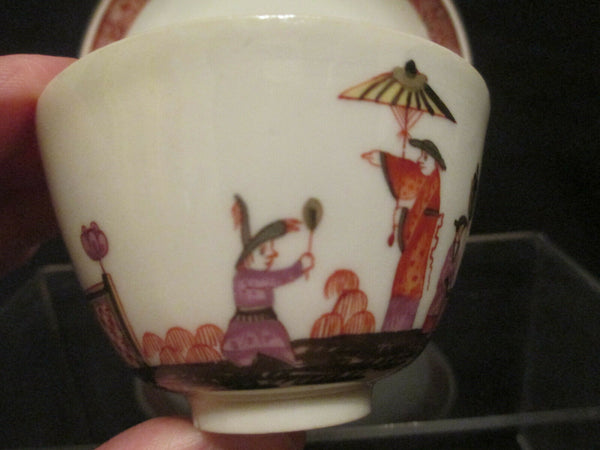 Zürcher Porzellan-Teeschüssel und Untertasse im Stadler-Stil im Chinoiserie-Stil, 1765