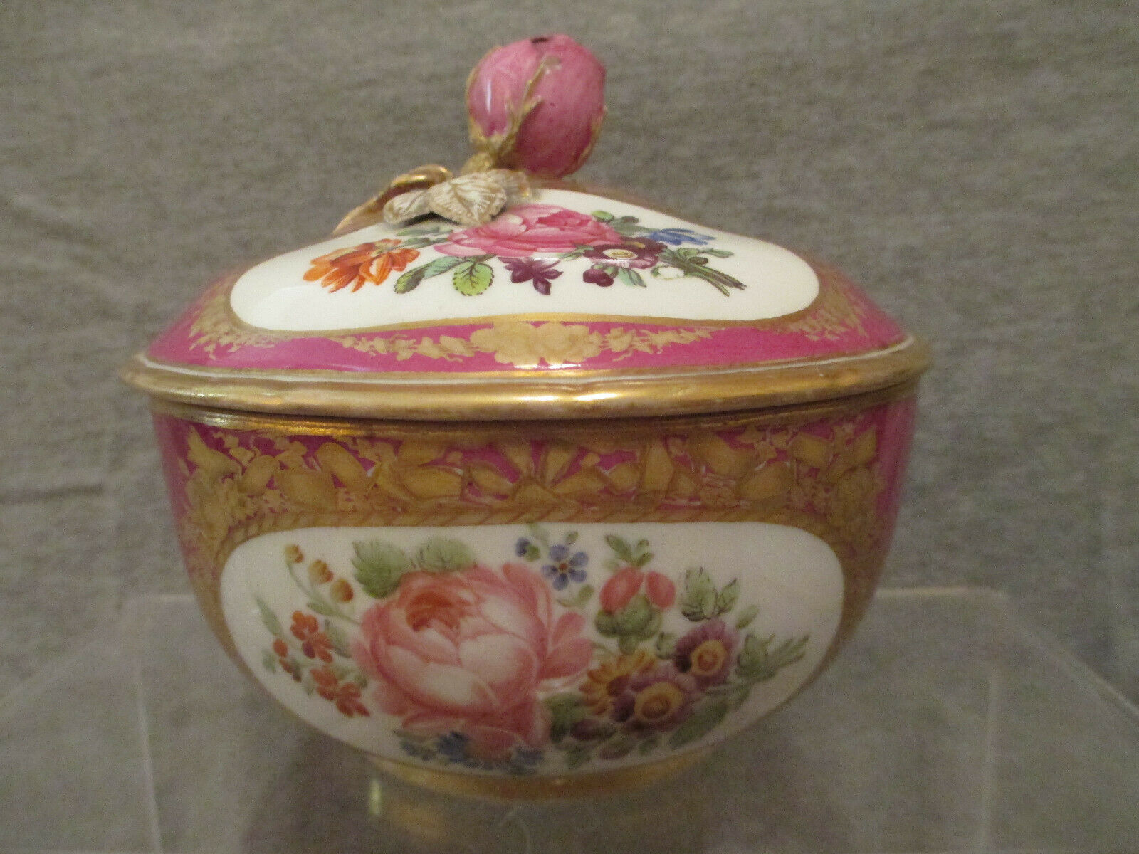 Meissen Marcolini Porcelain, Puce Lidded Pot (1)