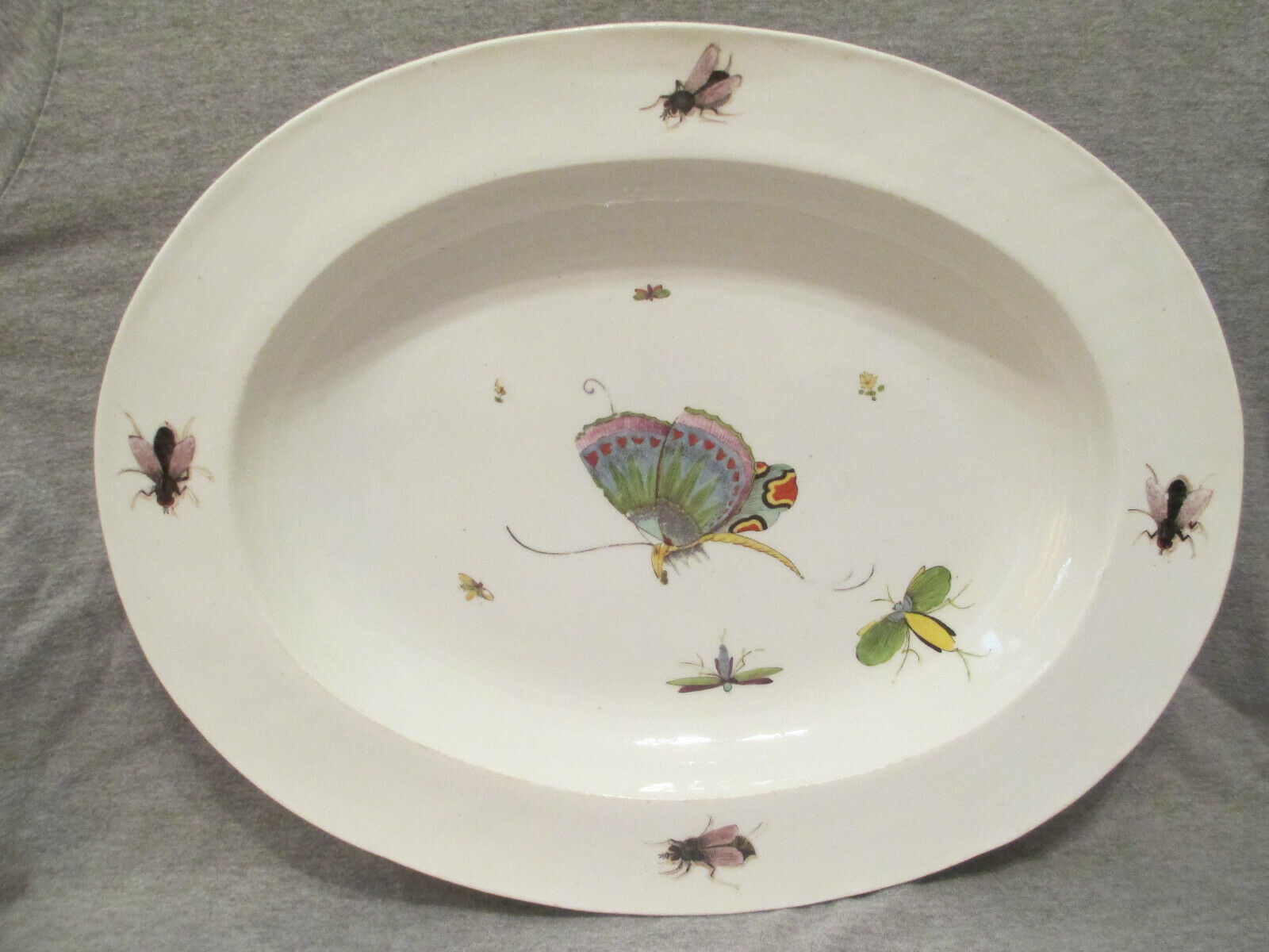 Meissen Large Oval Platter with Butterfly and Bugs Circa 1735